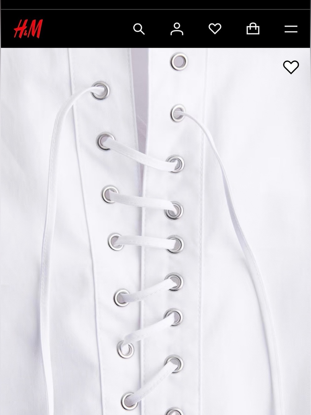 H&M White Lace-Up Corset Top with Silver Grommets - Picture 2 of 6